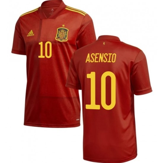 Camisola Espanha Asensio 10 Equipamento Primeiro Euro 2020 Manga Curta